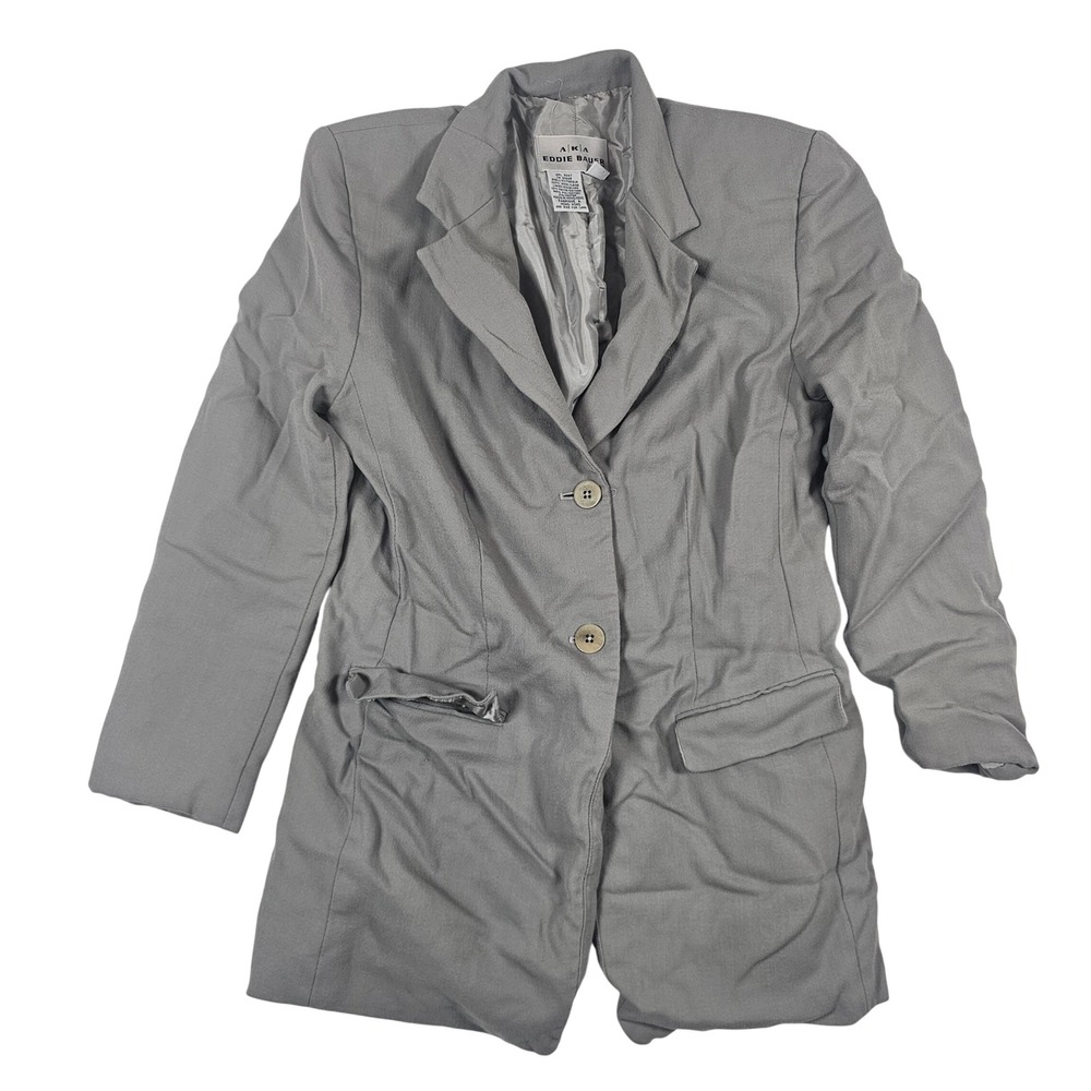 AKA Eddie Bauer Womens Gray 100%‎ Wool 2 Button Blazer Jacket Size 8 Vintage